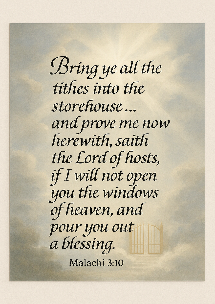 Bible Verse - Christian - Malachi 3:10 - Bring ye all the - A3/A4 Poster