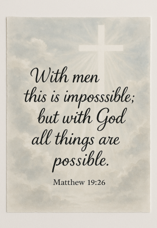 Bible Verse - Christian - Matthew 19:26 - With men this is - A3/A4 Poster