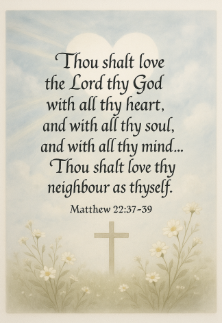 Bible Verse - Christian - Matthew 22:37-39 - Thou shalt love the - A3/A4 Poster