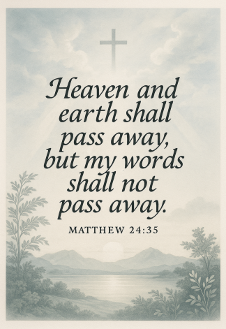 Bible Verse - Christian - Matthew 24:35 - Heaven and earth shall - A3/A4 Poster