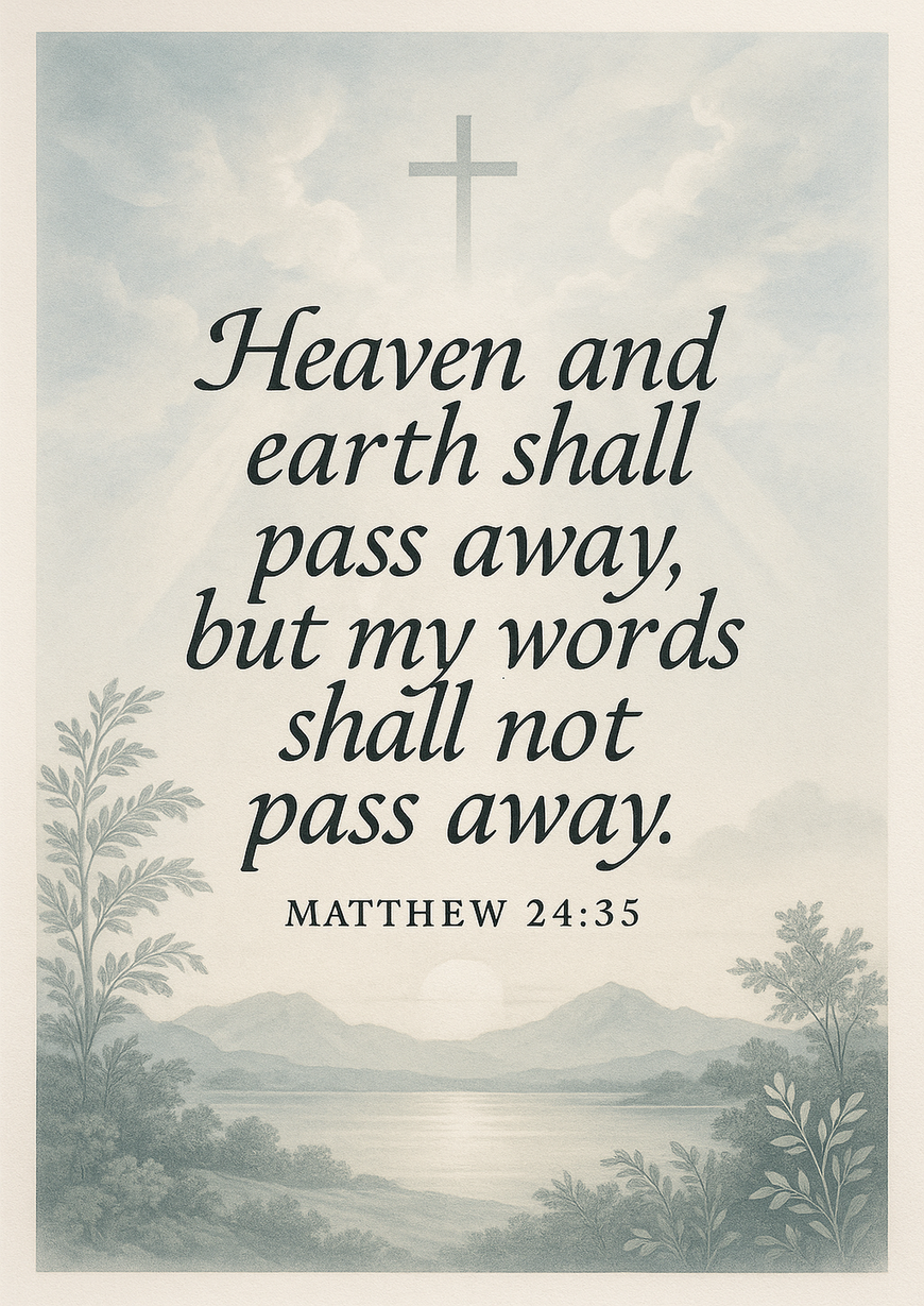 Bible Verse - Christian - Matthew 24:35 - Heaven and earth shall - A3/A4 Poster