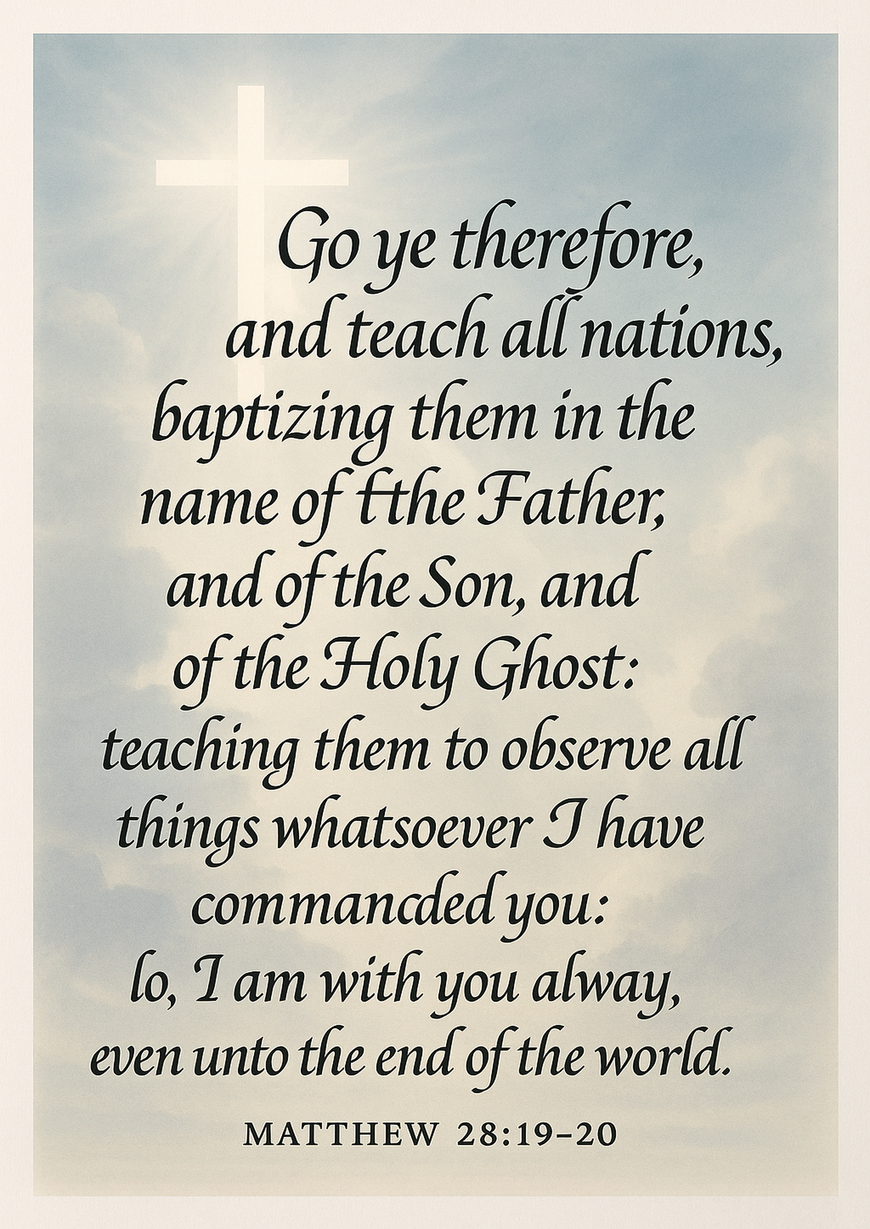 Bible Verse - Christian - Matthew 28:19-20 - Go ye therefore and - A3/A4 Poster