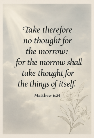 Bible Verse - Christian - Matthew 6:34 - Take therefore no thought - A3/A4 Poster