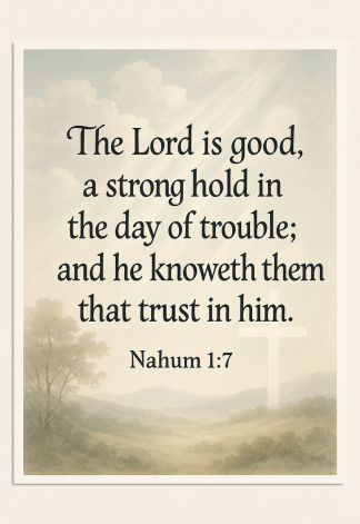 Bible Verse - Christian - Nahum 1:7 - The Lord is good - A3/A4 Poster