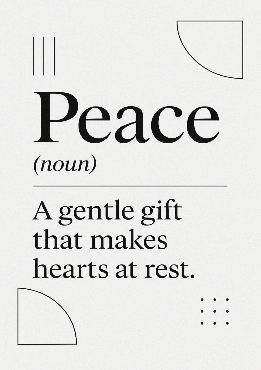 Elegant Home Quote Poster - Peace noun A gentle - A3/A4 Wall Art Print