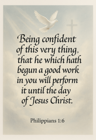 Bible Verse - Christian - Philippians 1:6 - Being confident of this - A3/A4 Poster