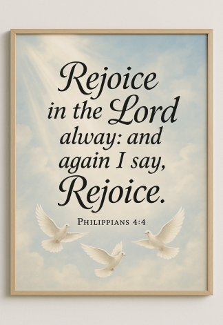 Bible Verse - Christian - Philippians 4:4 - Rejoice in the Lord - A3/A4 Poster