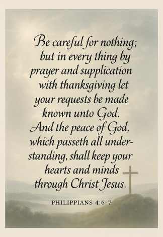 Bible Verse - Christian - Philippians 4:6-7 - Be careful for nothing - A3/A4 Poster