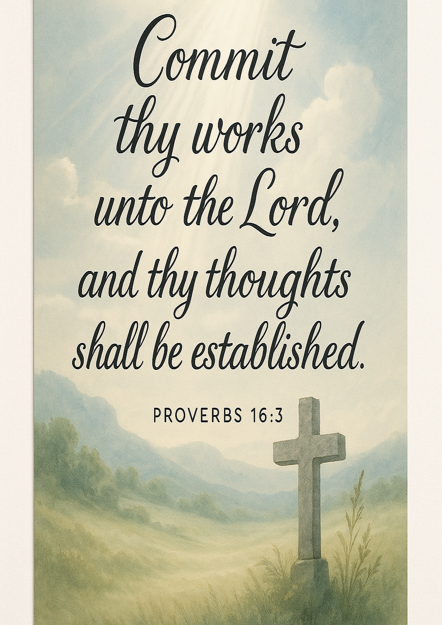 Bible Verse - Christian - Proverbs 16:3 - Commit thy works unto - A3/A4 Poster
