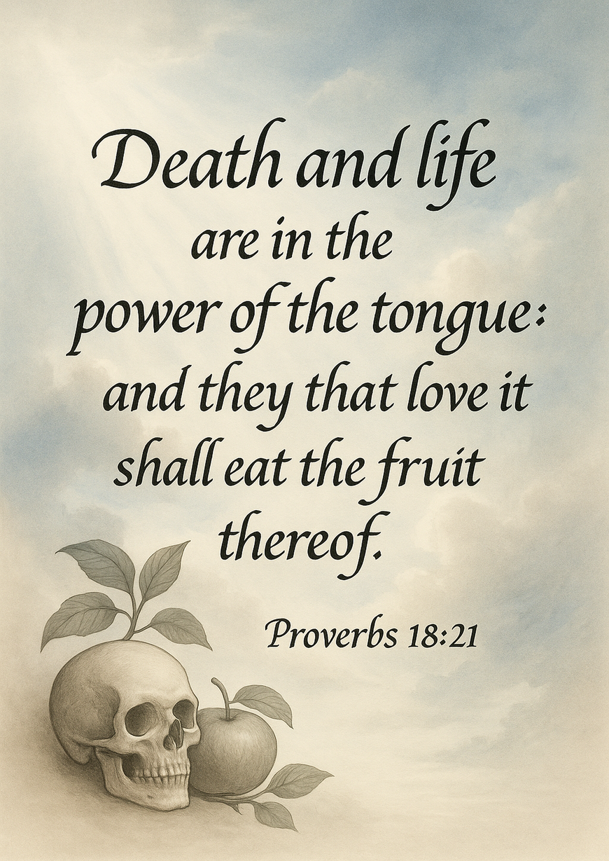 Bible Verse - Christian - Proverbs 18:21 - Death and life are - A3/A4 Poster