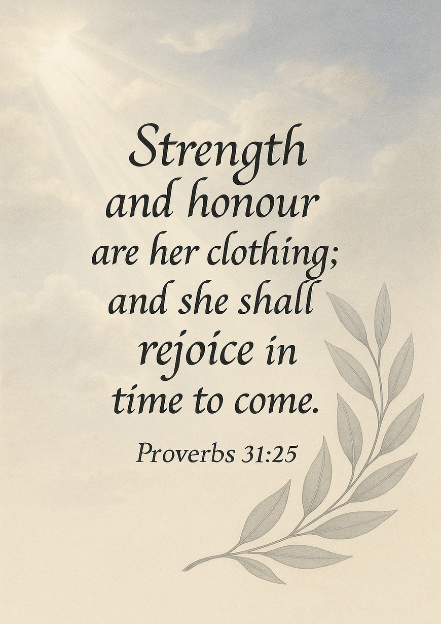 Bible Verse - Christian - Proverbs 31:25 - Strength and honour are - A3/A4 Poster