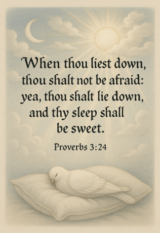 Bible Verse - Christian - Proverbs 3:24 - When thou liest down - A3/A4 Poster