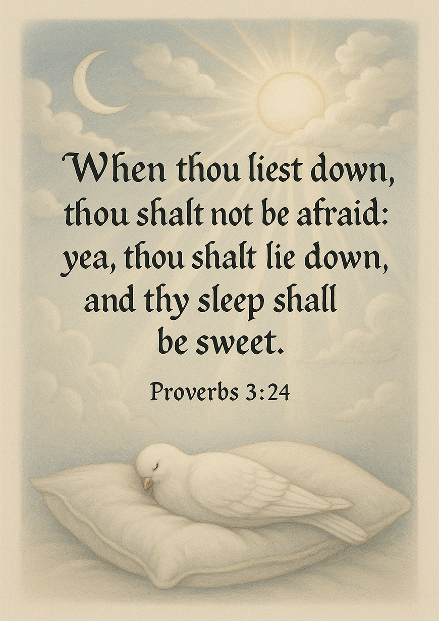 Bible Verse - Christian - Proverbs 3:24 - When thou liest down - A3/A4 Poster