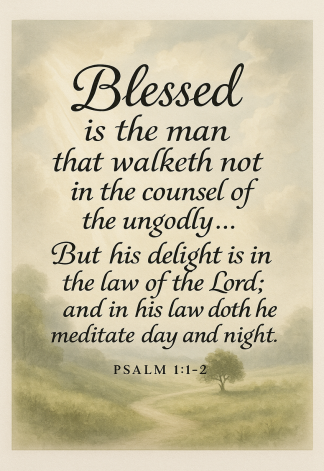 Bible Verse - Christian - Psalm 1:1-2 - Blessed is the man - A3/A4 Poster