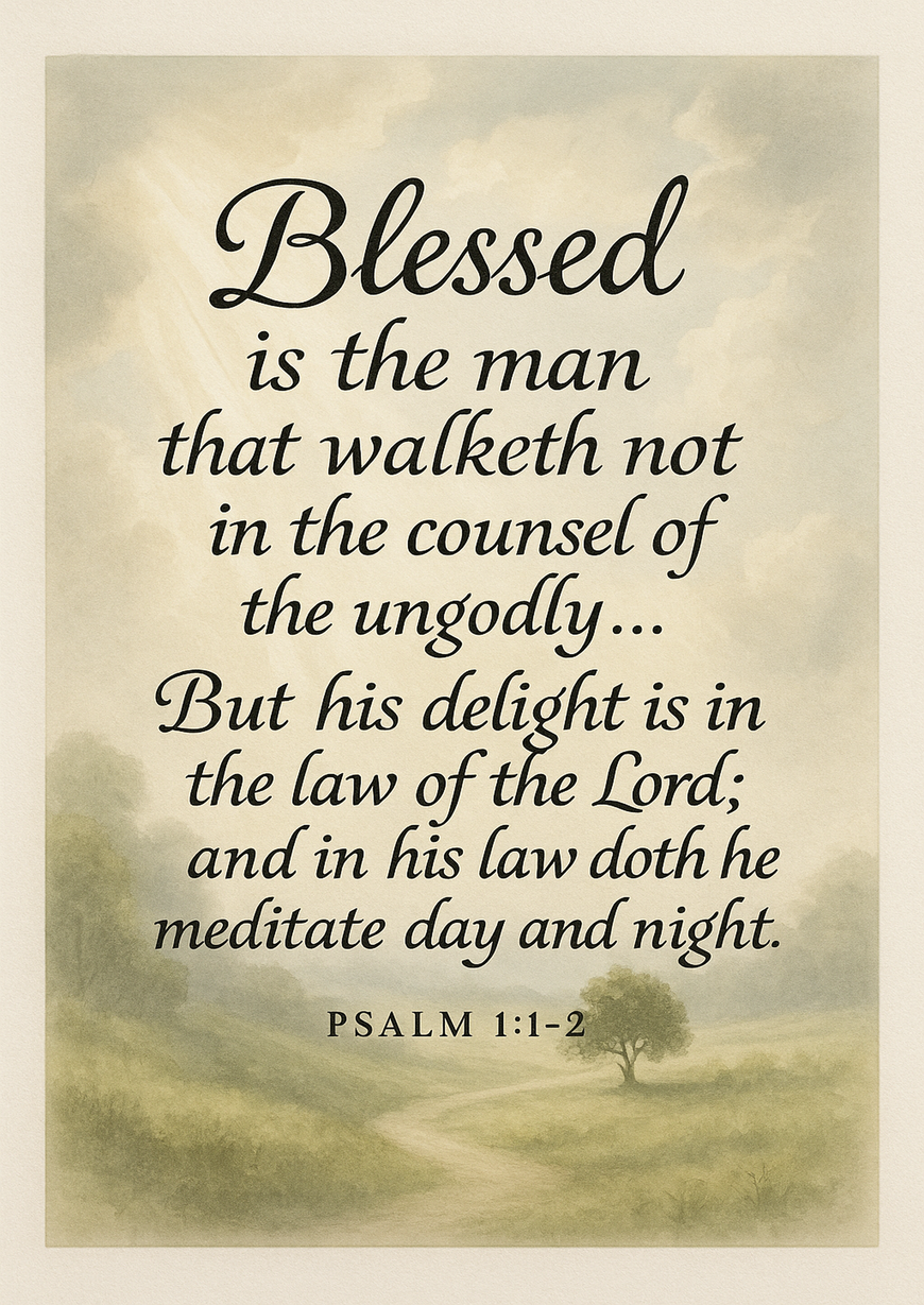 Bible Verse - Christian - Psalm 1:1-2 - Blessed is the man - A3/A4 Poster