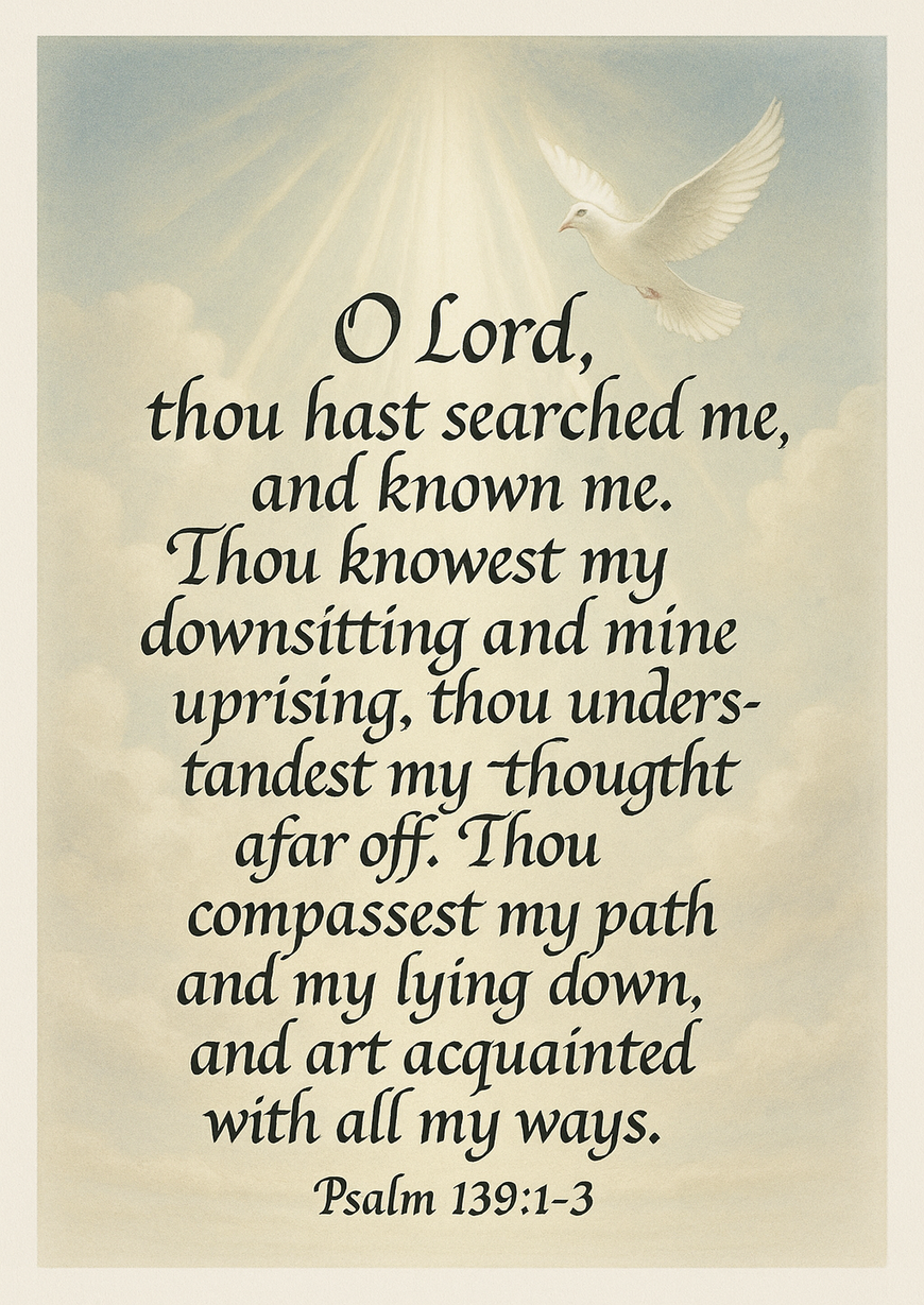 Bible Verse - Christian - Psalm 139:1-3 - O Lord thou hast - A3/A4 Poster
