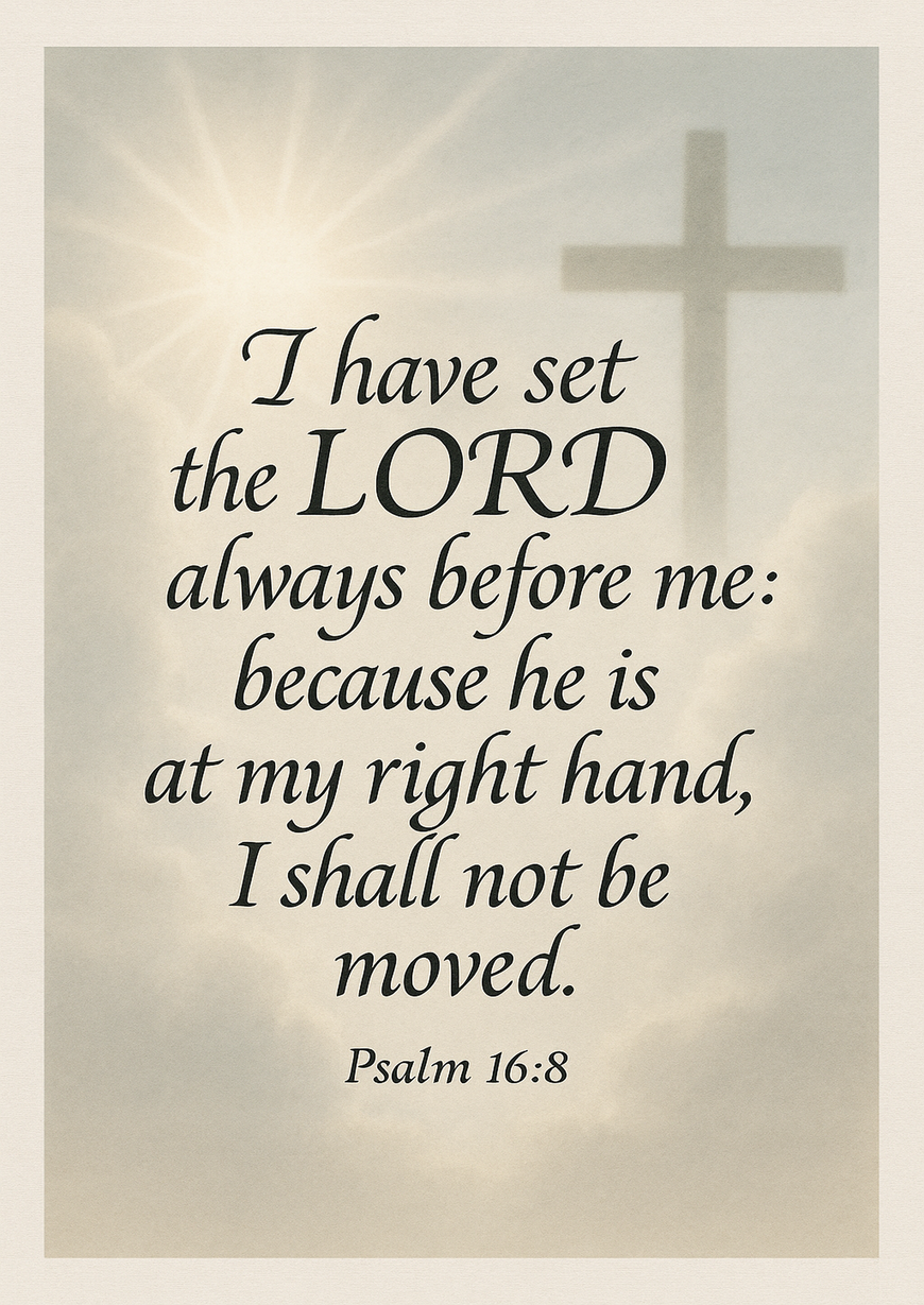 Bible Verse - Christian - Psalm 16:8 - I have set the - A3/A4 Poster