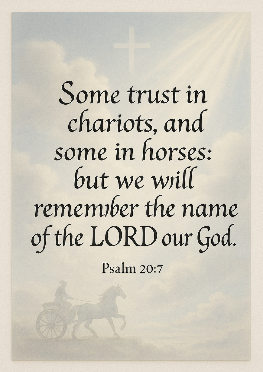 Bible Verse - Christian - Psalm 20:7 - Some trust in chariots - A3/A4 Poster