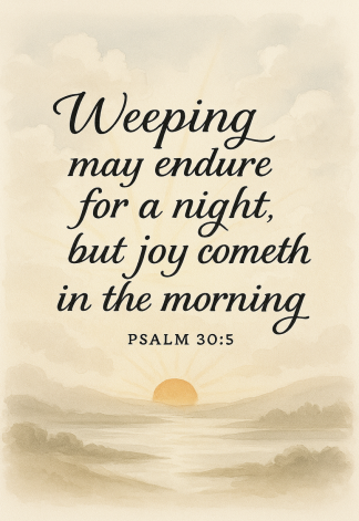 Bible Verse - Christian - Psalm 30:5 - Weeping may endure for - A3/A4 Poster