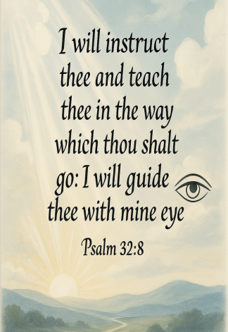 Bible Verse - Christian - Psalm 32:8 - I will instruct thee - A3/A4 Poster