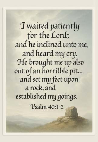 Bible Verse - Christian - Psalm 40:1-2 - I waited patiently for - A3/A4 Poster