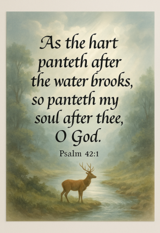 Bible Verse - Christian - Psalm 42:1 - As the hart panteth - A3/A4 Poster