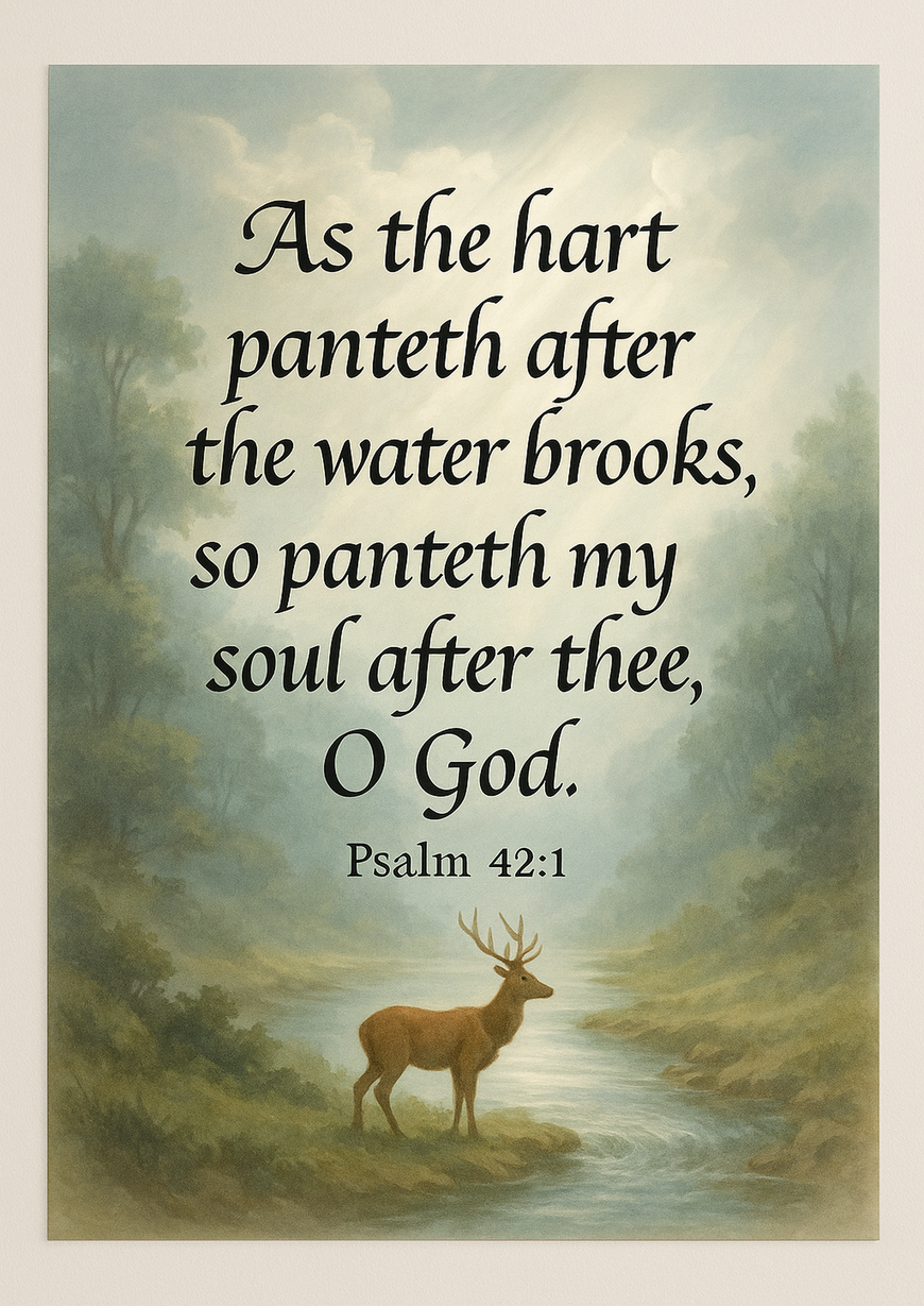 Bible Verse - Christian - Psalm 42:1 - As the hart panteth - A3/A4 Poster