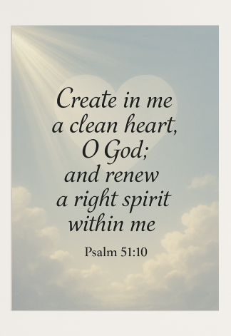 Bible Verse - Christian - Psalm 51:10 - Create in me a - A3/A4 Poster