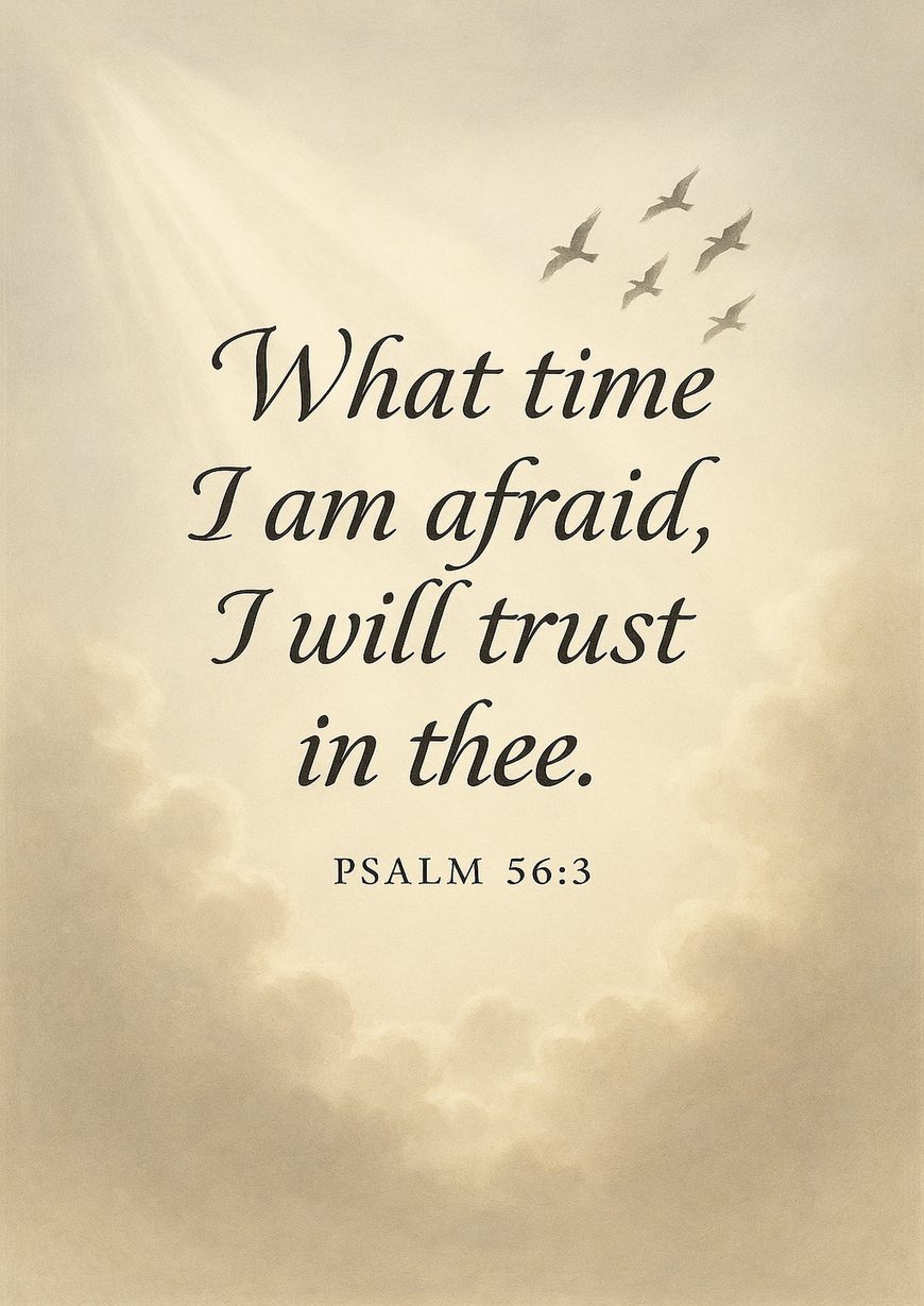 Bible Verse - Christian - Psalm 56:3 - What time I am - A3/A4 Poster