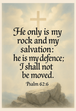 Bible Verse - Christian - Psalm 62:6 - He only is my - A3/A4 Poster