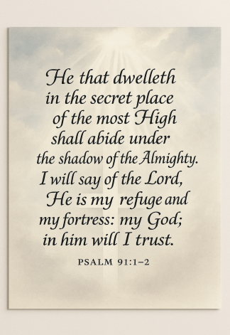 Bible Verse - Christian - Psalm 91:1-2 - He that dwelleth in - A3/A4 Poster
