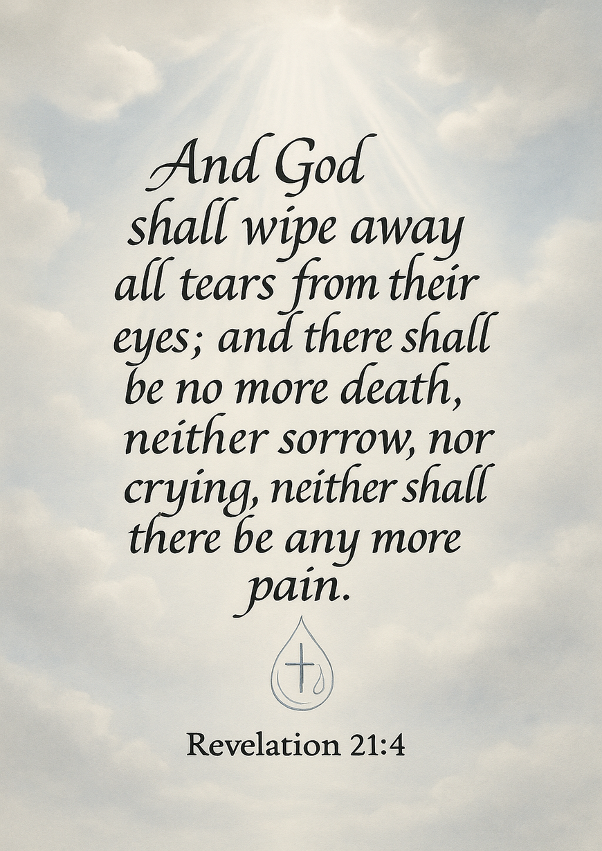 Bible Verse - Christian - Revelation 21:4 - And God shall wipe - A3/A4 Poster