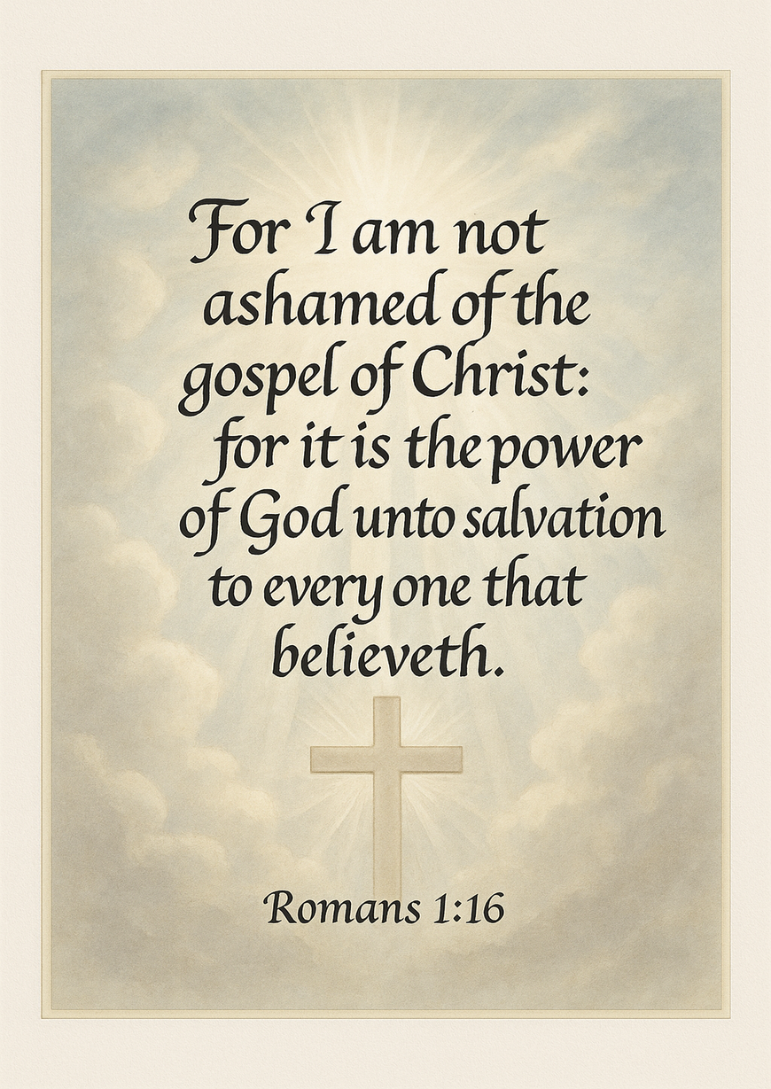 Bible Verse - Christian - Romans 1:16 - For I am not - A3/A4 Poster