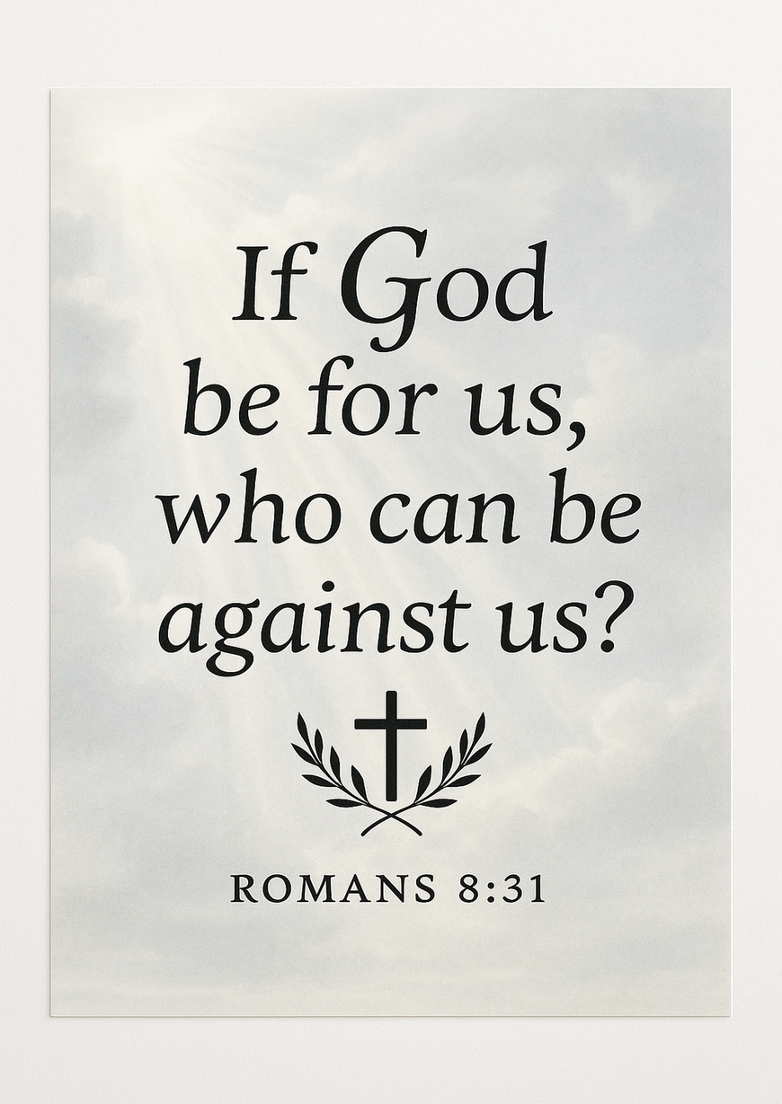 Bible Verse - Christian - Romans 8:31 - If God be for - A3/A4 Poster
