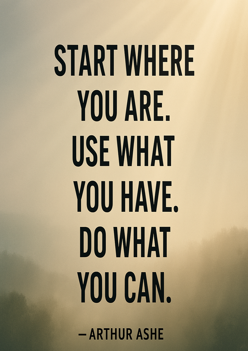 Inspirational Motivational Business Life Quote - Start where you are - A3/A4 Poster Art