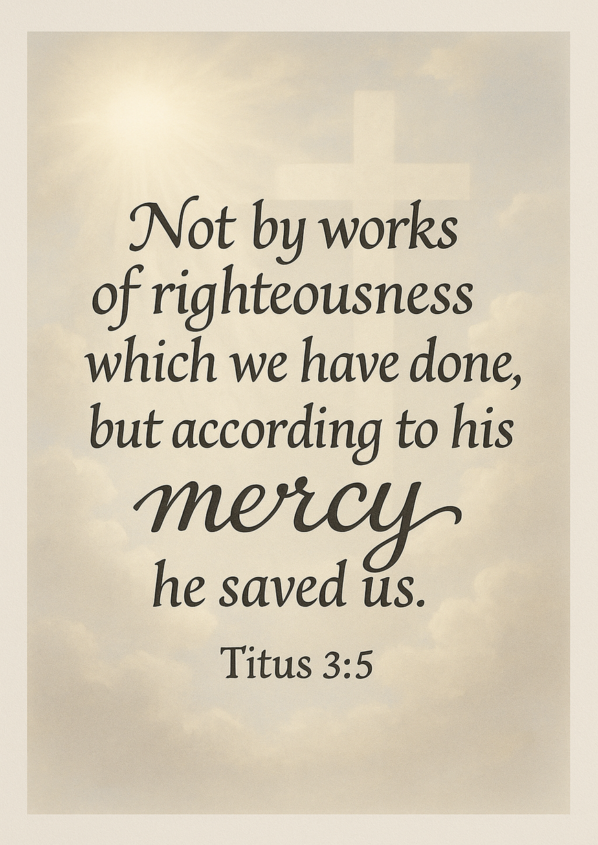 Bible Verse - Christian - Titus 3:5 - Not by works of - A3/A4 Poster