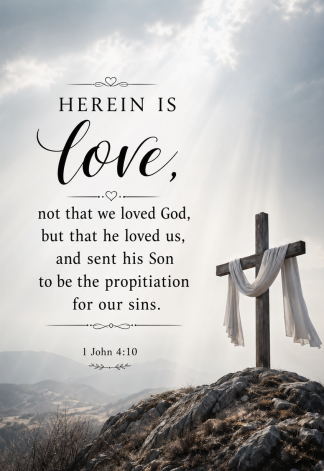 Bible Verse - Christian - 1 John 4:10 - Herein is love not - A3/A4 Poster
