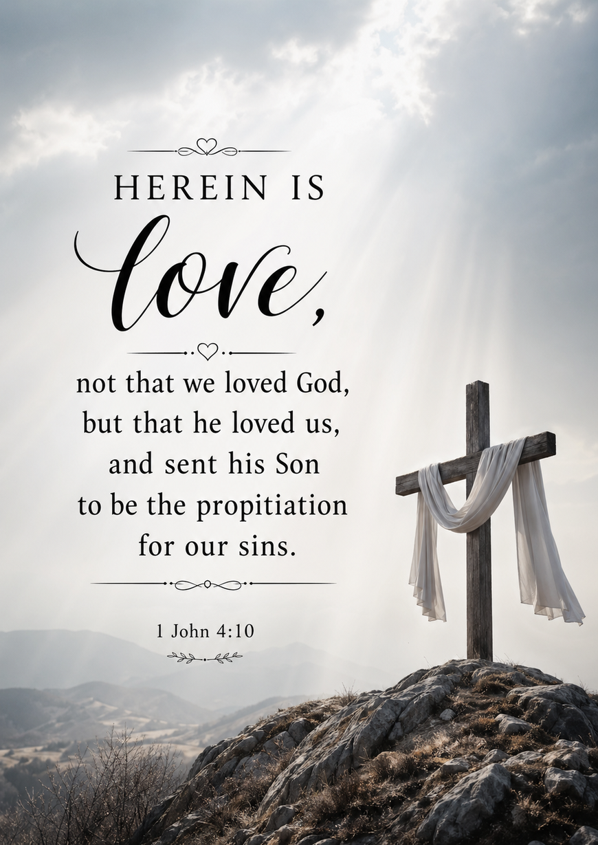 Bible Verse - Christian - 1 John 4:10 - Herein is love not - A3/A4 Poster