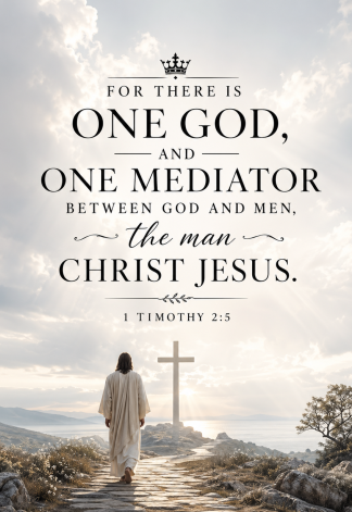 Bible Verse - Christian - 1 Timothy 2:5 - For there is one - A3/A4 Poster