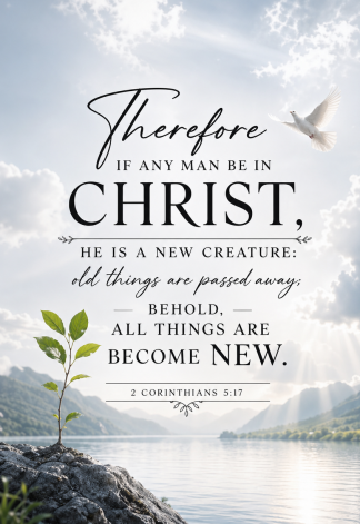 Bible Verse - Christian - 2 Corinthians 5:17 - Therefore if any man - A3/A4 Poster