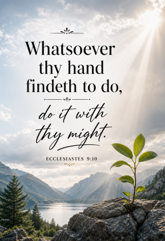 Bible Verse - Christian - Ecclesiastes 9:10 - Whatsoever thy hand findeth - A3/A4 Poster