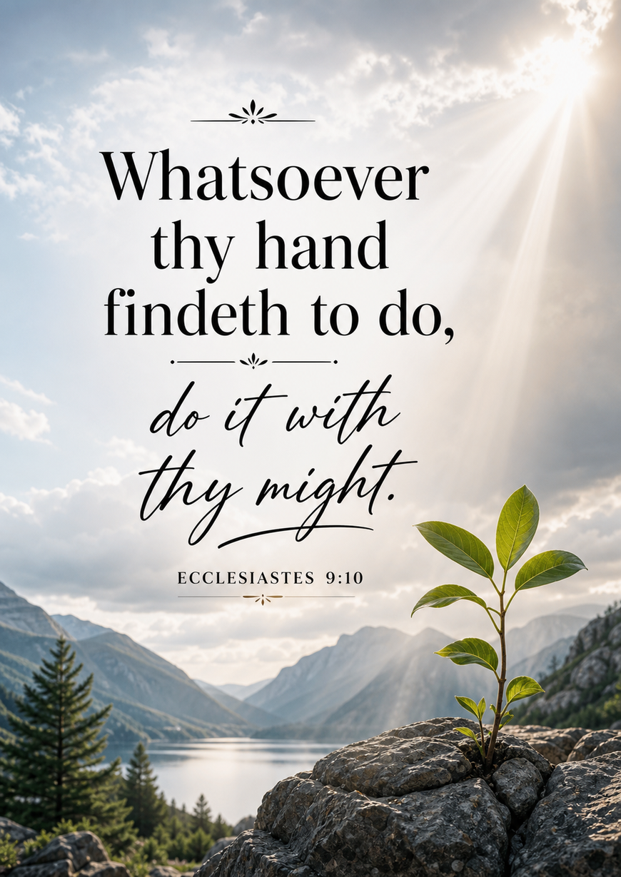 Bible Verse - Christian - Ecclesiastes 9:10 - Whatsoever thy hand findeth - A3/A4 Poster