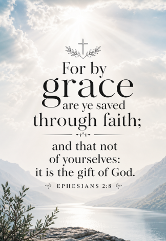 Bible Verse - Christian - Ephesians 2:8 - For by grace are - A3/A4 Poster