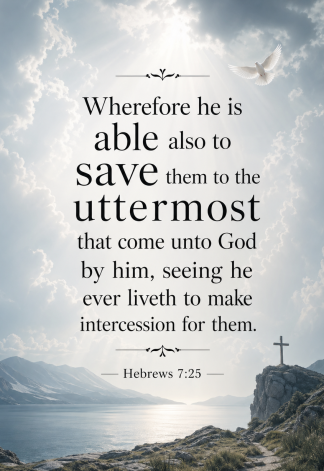 Bible Verse - Christian - Hebrews 7:25 - Wherefore he is able - A3/A4 Poster