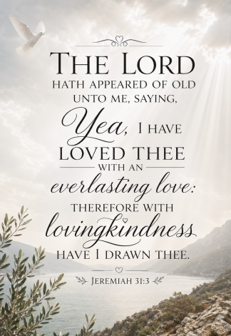 Bible Verse - Christian - Jeremiah 31:3 - The Lord hath appeared - A3/A4 Poster