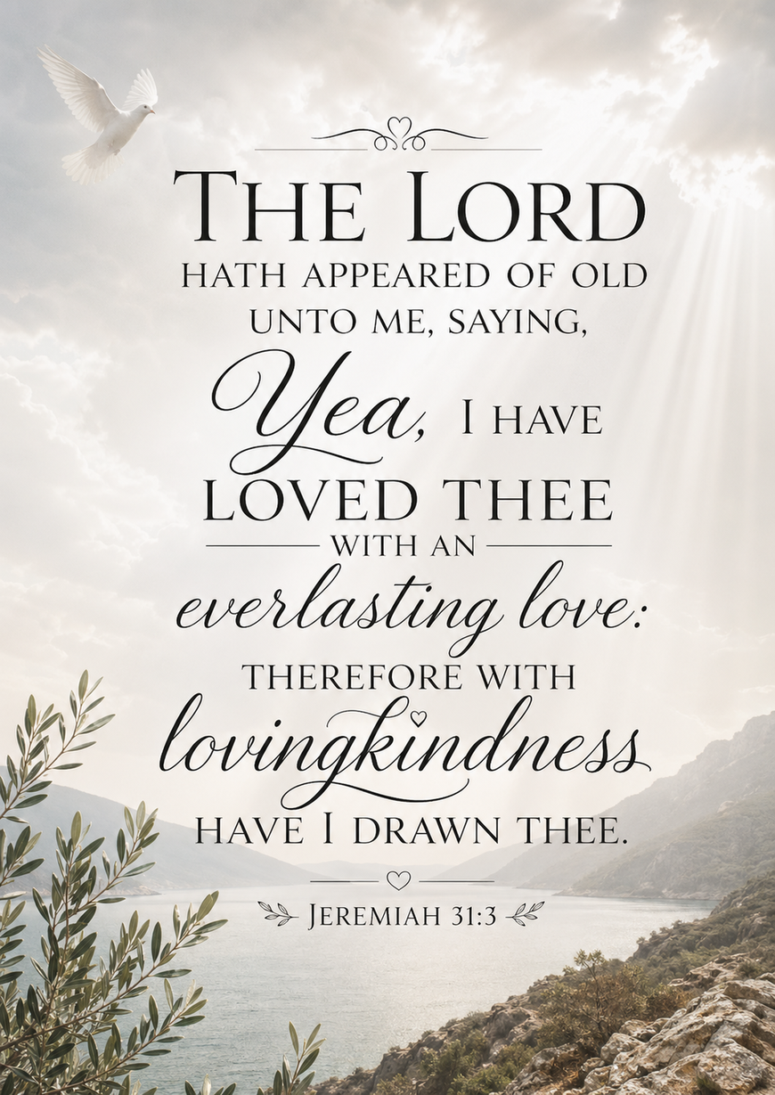 Bible Verse - Christian - Jeremiah 31:3 - The Lord hath appeared - A3/A4 Poster