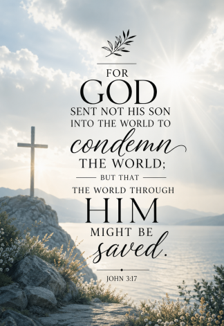 Bible Verse - Christian - John 3:17 - For God sent not - A3/A4 Poster