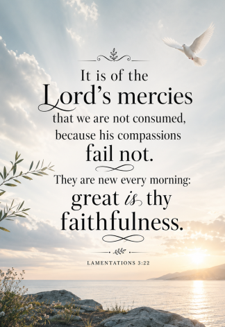 Bible Verse - Christian - Lamentations 3:22 - It is of the - A3/A4 Poster