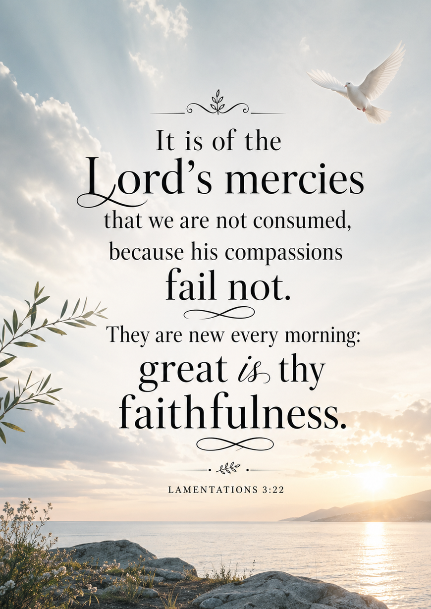 Bible Verse - Christian - Lamentations 3:22 - It is of the - A3/A4 Poster