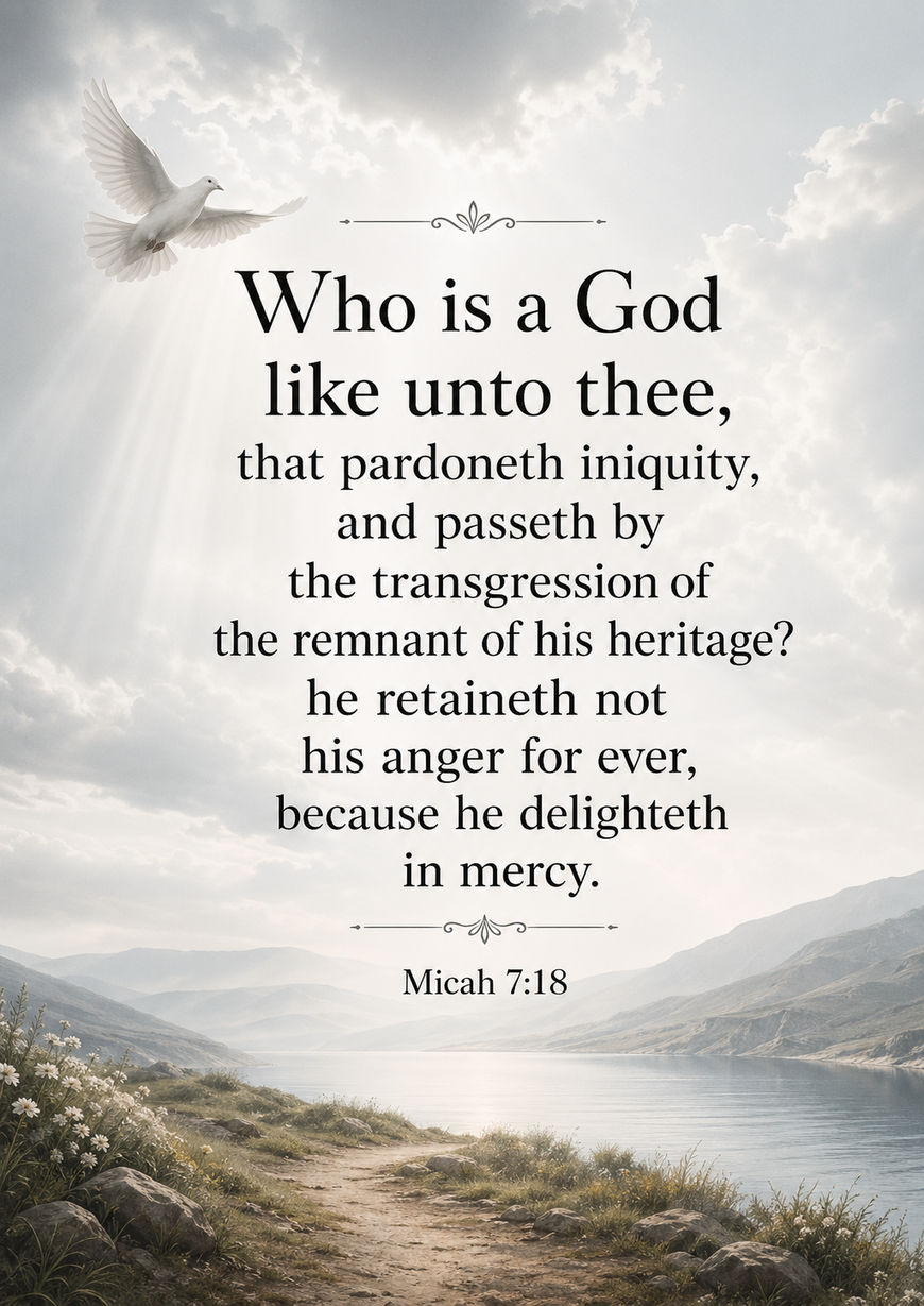 Bible Verse - Christian - Micah 7:18 - Who is a God - A3/A4 Poster